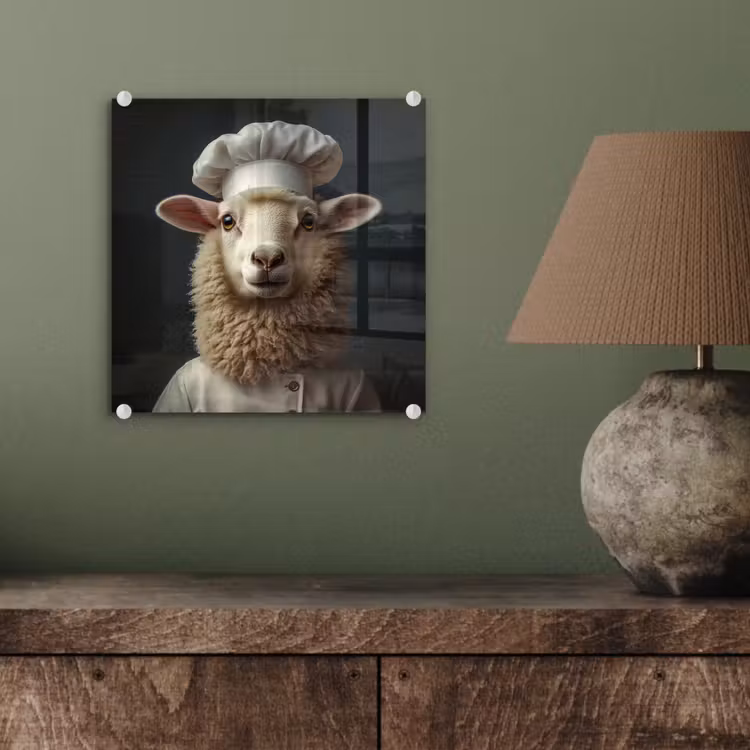 Glas schilderij - Schaap - Wol - Kok — 4