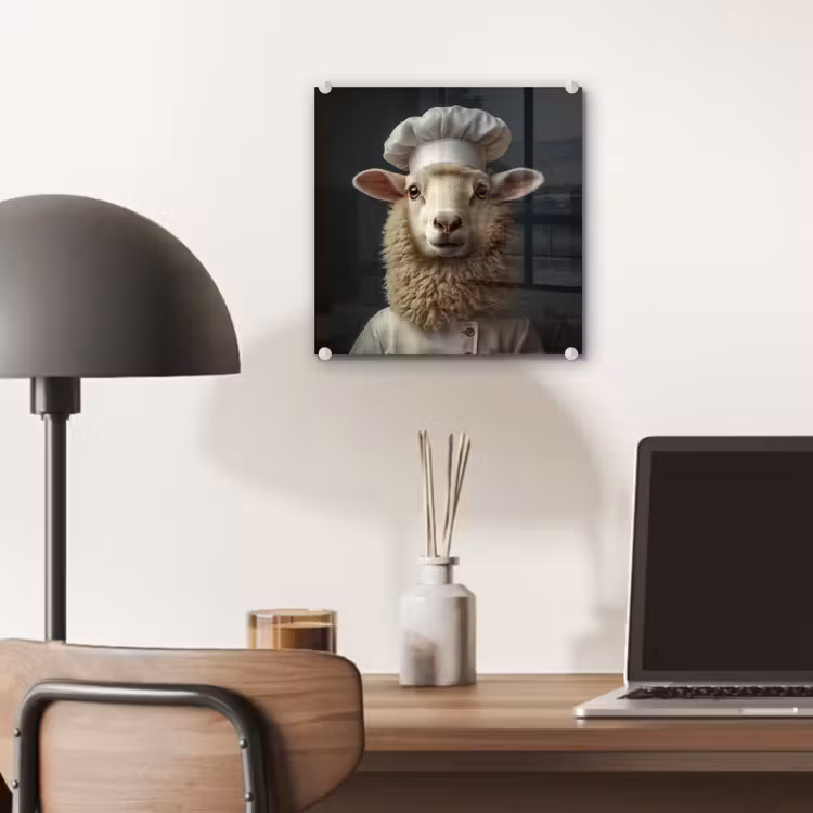 Glas schilderij - Schaap - Wol - Kok — 7