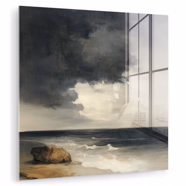 Glas schilderij - Kust - Golven - Rots - Storm — 1