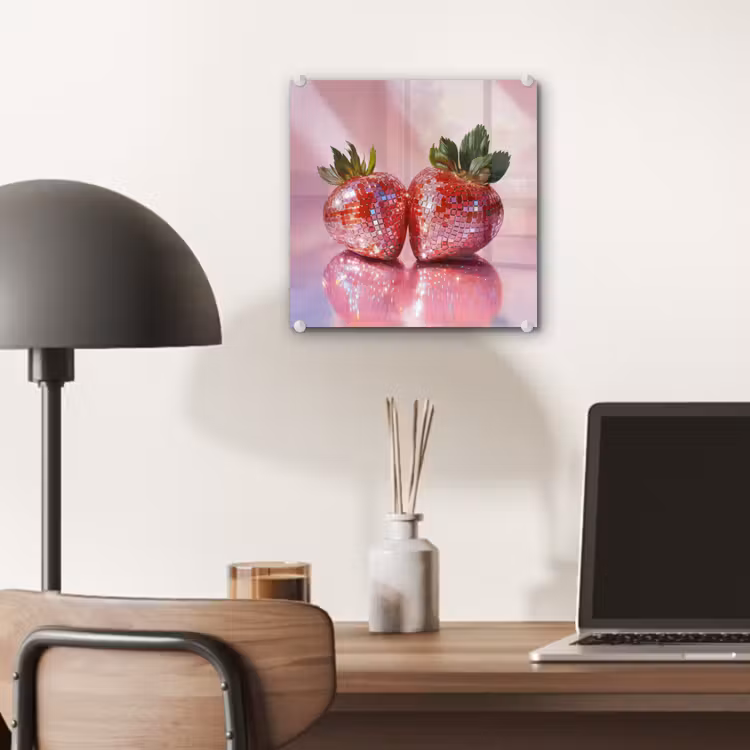 Glas schilderij - Disco - Fruit - Glitter - Strawberry — 7
