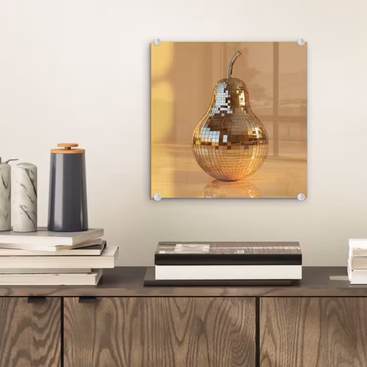 Glas schilderij - Goud - Disco - Glitter - Peer — 2