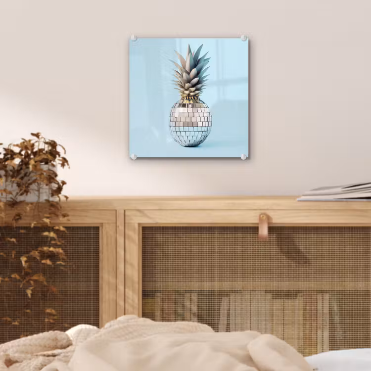 Glas schilderij - Blauw - Ananas - Disco - Discobal — 5