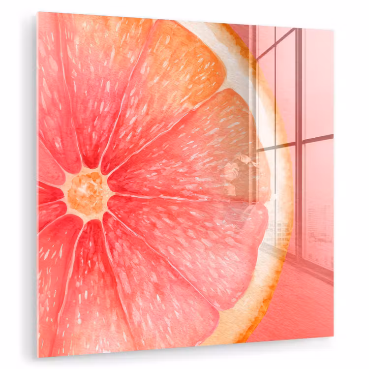 Glas schilderij - Grapefruit - Roze - Levendig — 1