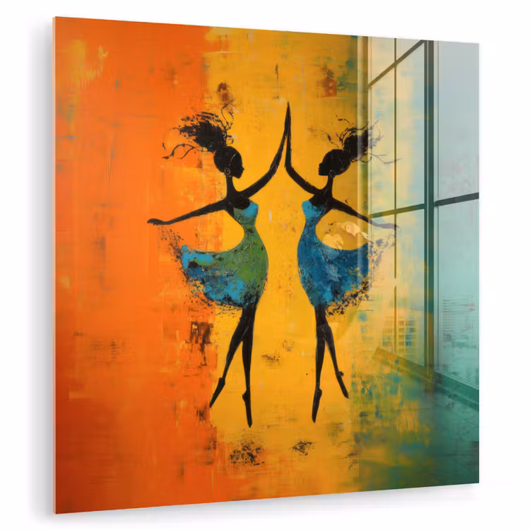 Glas schilderij - Dansen - Vrouwen - Verfstructuur — 1