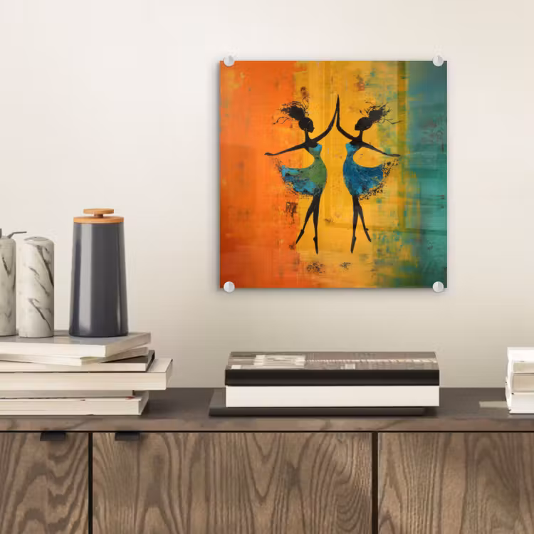 Glas schilderij - Dansen - Vrouwen - Verfstructuur — 2