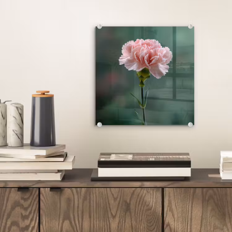 Glas schilderij - Anjer - Roze - Bloemblaadjes — 2