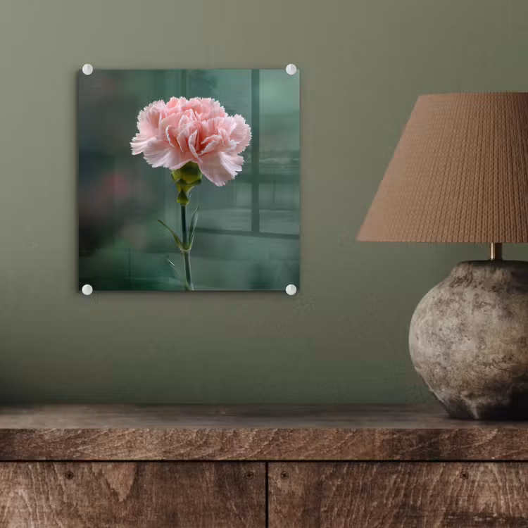 Glas schilderij - Anjer - Roze - Bloemblaadjes — 4