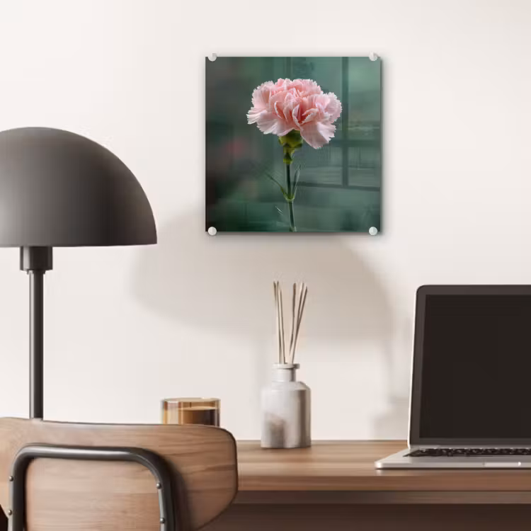 Glas schilderij - Anjer - Roze - Bloemblaadjes — 7