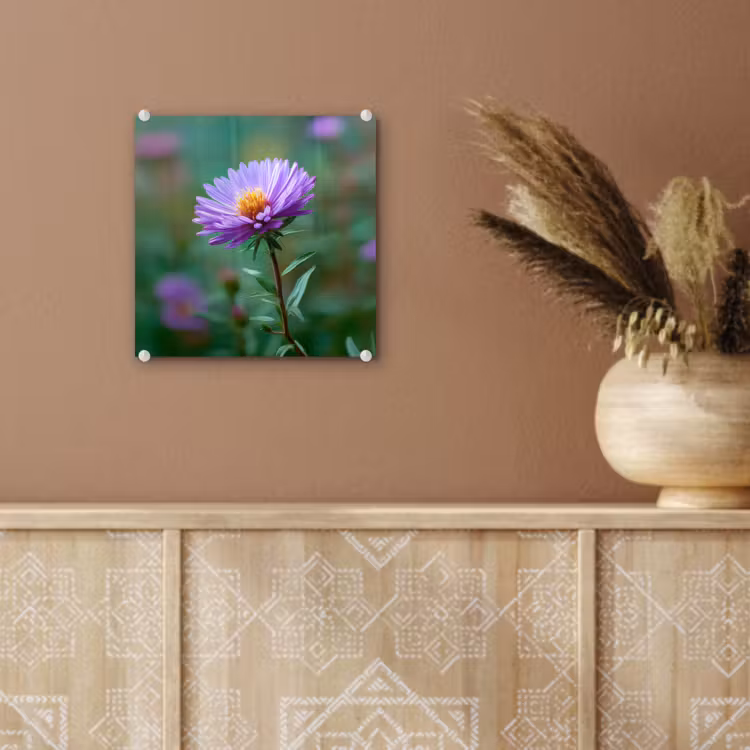Glas schilderij - Aster - Paars - Bloem - Blaadjes — 6
