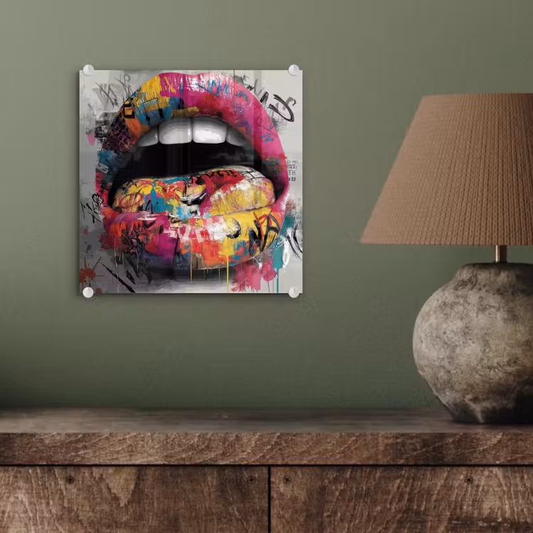 Glas schilderij - Lippen - Graffiti - Expressief — 4