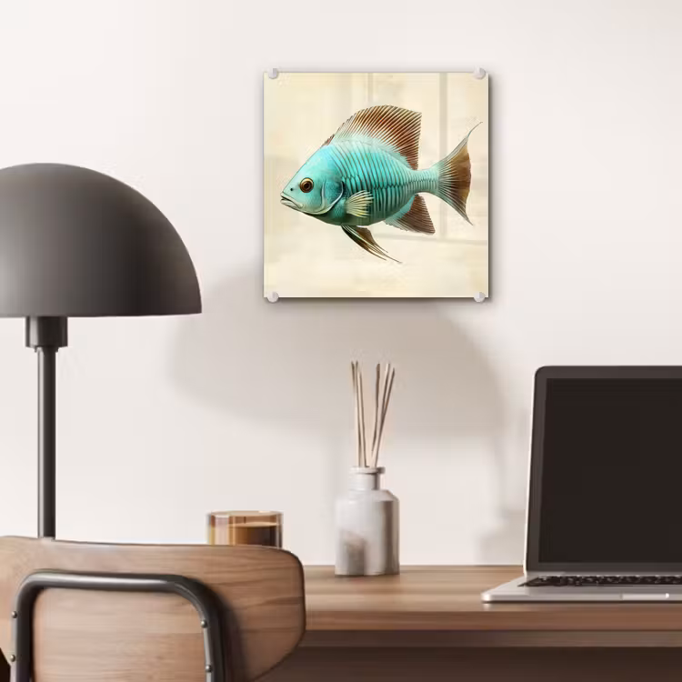 Glas schilderij - Schubben - Vis - Mint - Minimalistisch — 7