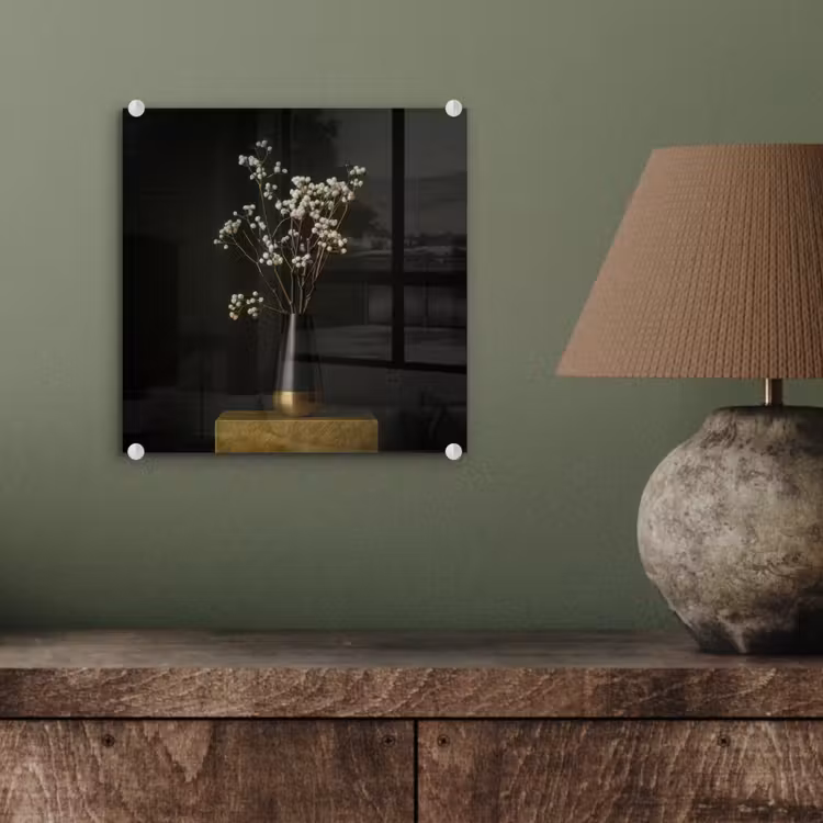 Glas schilderij - Bloembollen - Wit - Vaas - Minimalistisch — 4