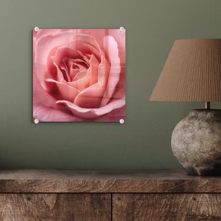 Glas schilderij - Roze - Roos - Romantisch — 4