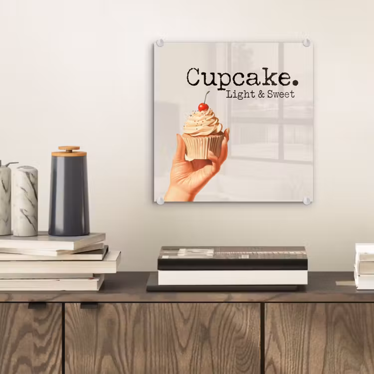Glas schilderij - Cupcake - Zoet - Kers — 2