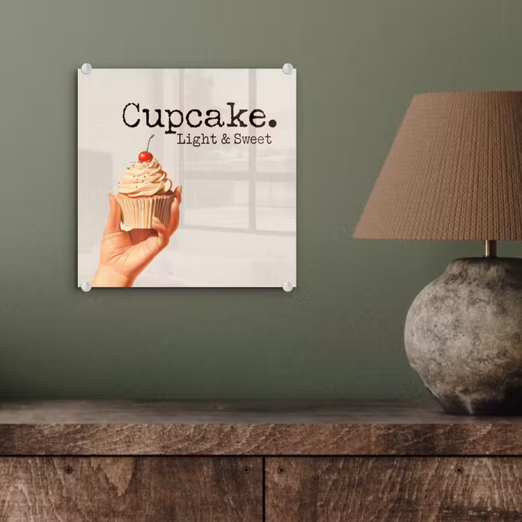 Glas schilderij - Cupcake - Zoet - Kers — 4