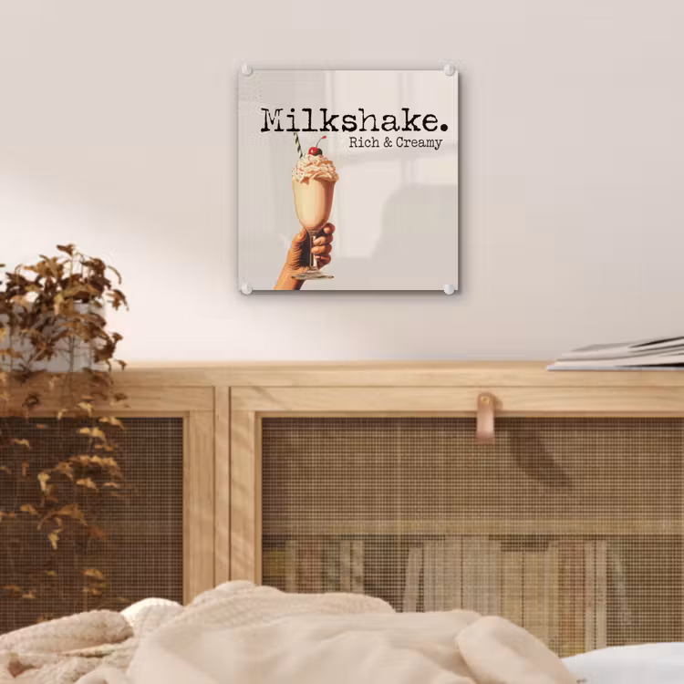 Glas schilderij - Milkshake - Kers - Rietje — 5