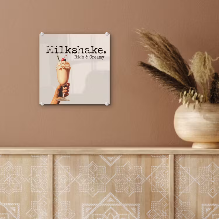 Glas schilderij - Milkshake - Kers - Rietje — 6