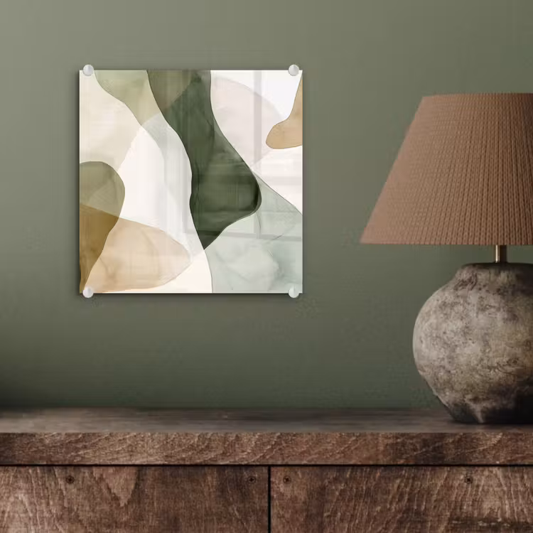 Glas schilderij - Japandi - Abstract - Groen — 4