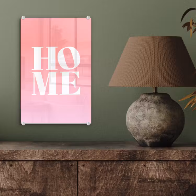 Glas schilderij - Home - Letters - Groot - Roze — 4