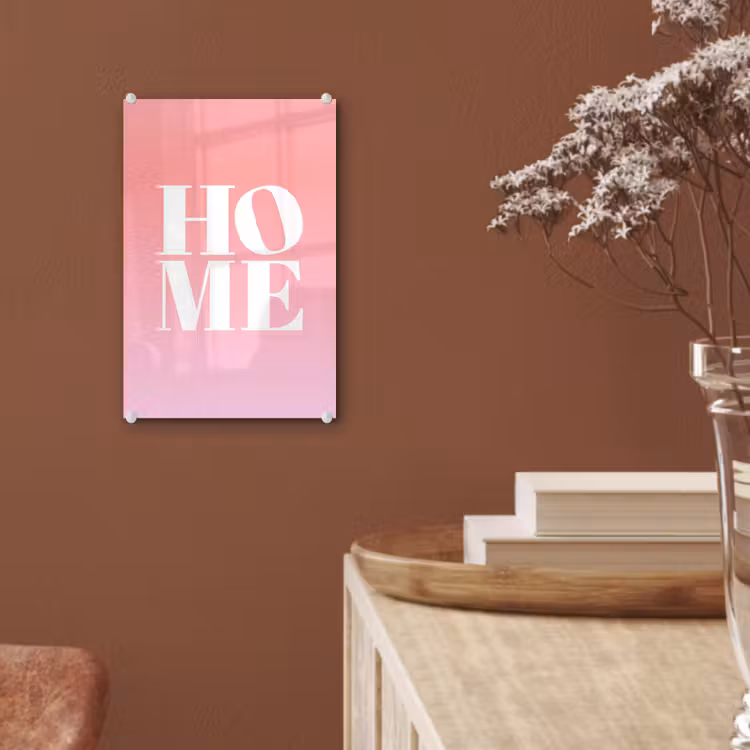 Glas schilderij - Home - Letters - Groot - Roze — 6