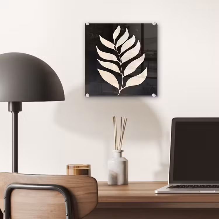 Glas schilderij - Blad - Wit - Minimalistisch — 7