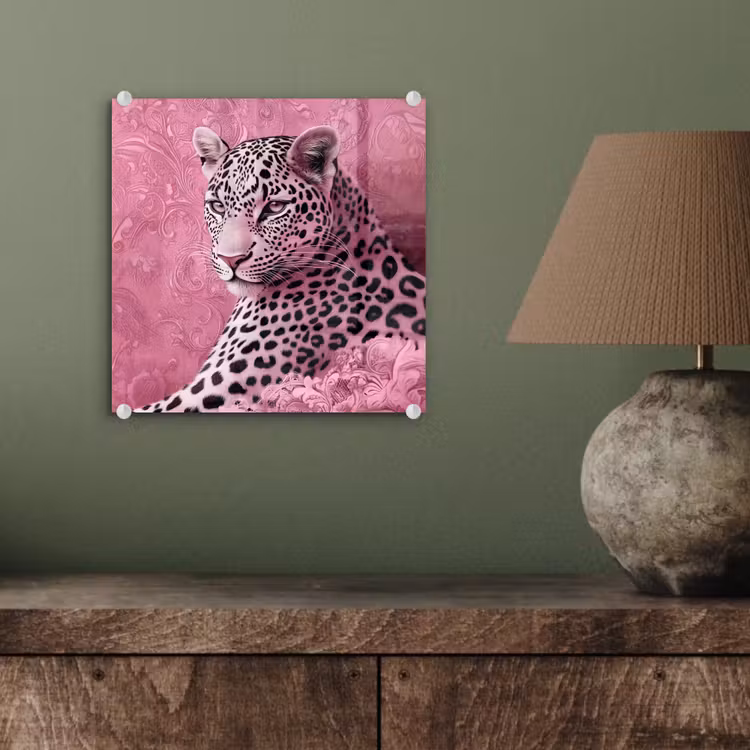 Glas schilderij - Panter - Luxe - Roze — 4