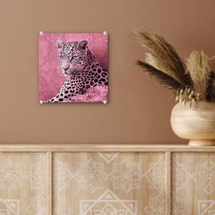Glas schilderij - Panter - Luxe - Roze — 6