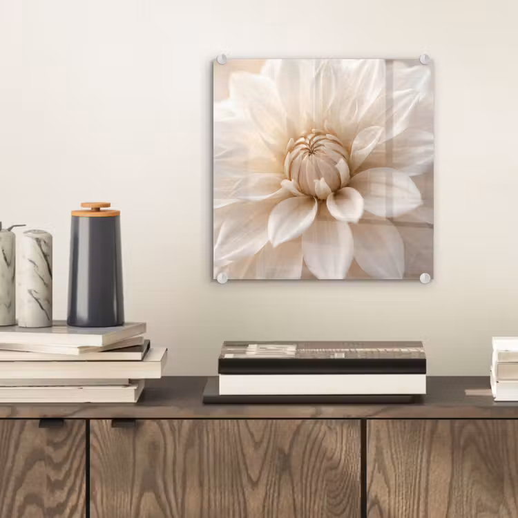 Glas schilderij - Bloem - Dahlia - Wit — 2