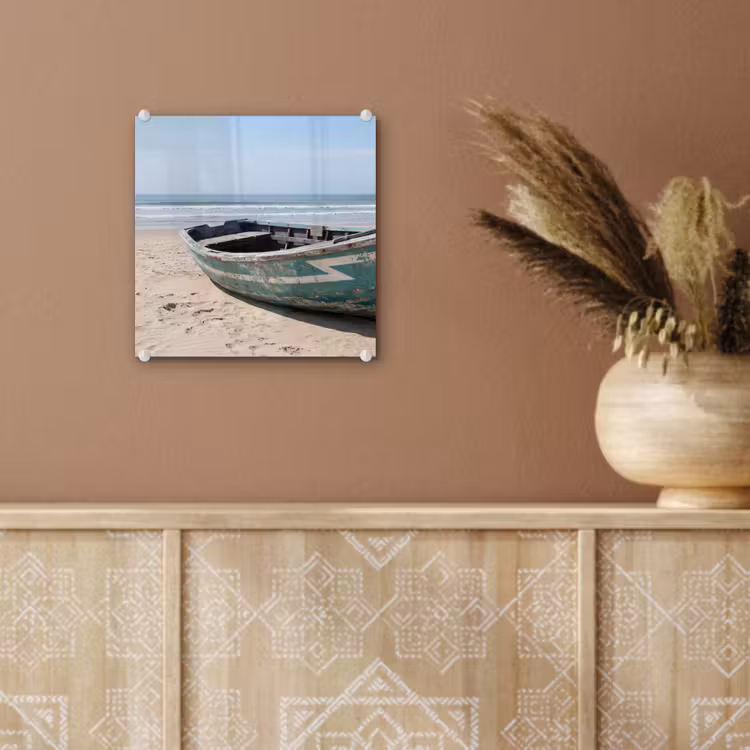 Glas schilderij - Boot - Zandstrand - Zee — 6