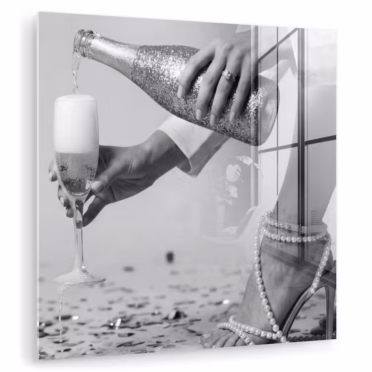 Glas schilderij - Feestelijk - Champagne - Discobal — 1