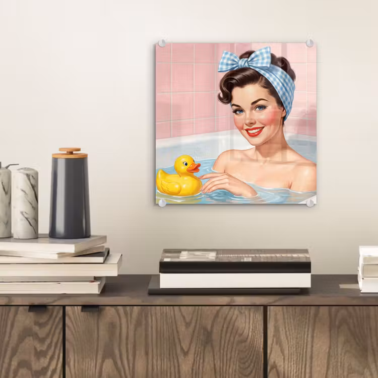Glas schilderij - Badkamer - Eend - Blauw — 2