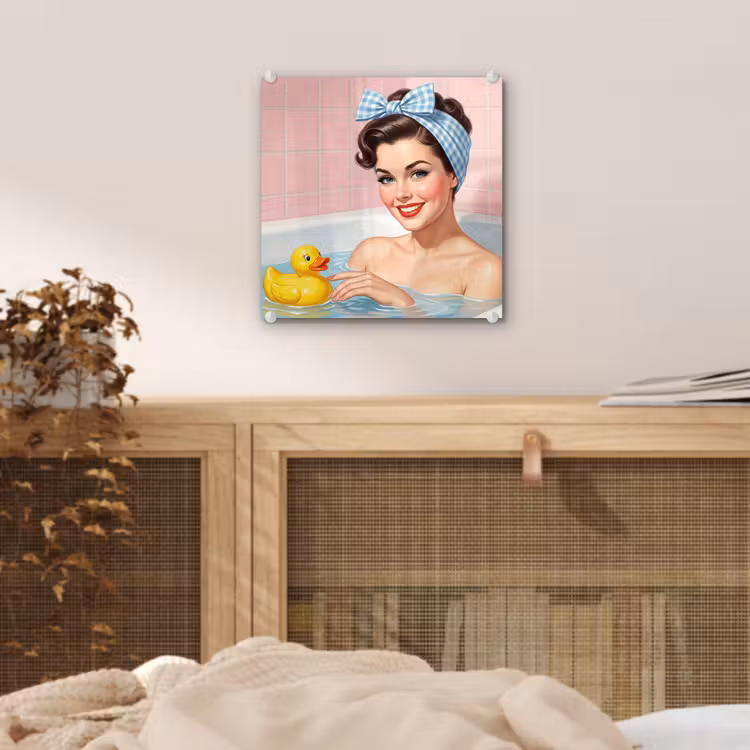 Glas schilderij - Badkamer - Eend - Blauw — 5