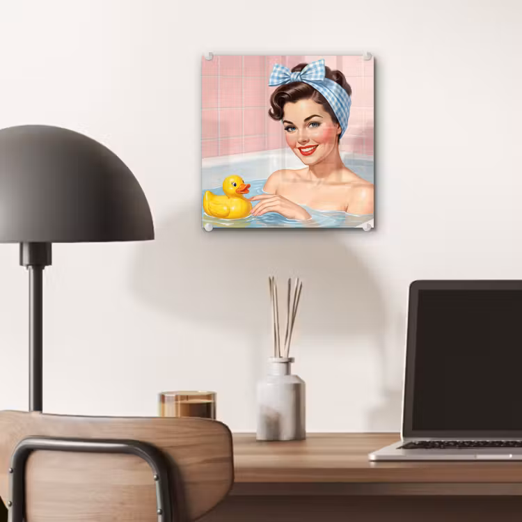 Glas schilderij - Badkamer - Eend - Blauw — 7