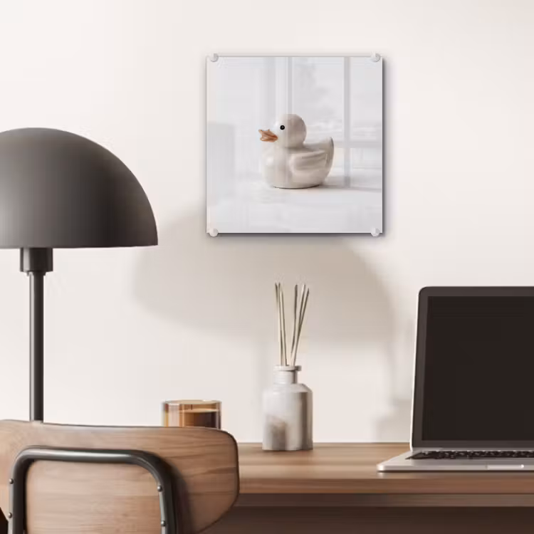 Glas schilderij - Badeend - Minimalistisch - Wit — 7