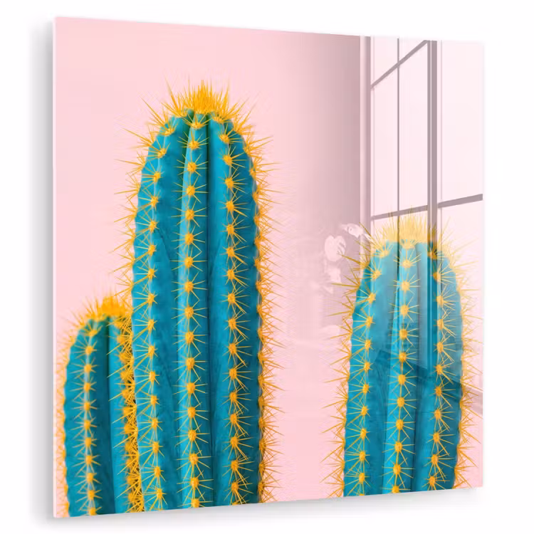 Glas schilderij - Cactussen - Modern - Pastel — 1