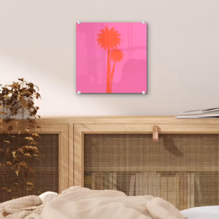 Glas schilderij - Palmbomen - Modern - Roze — 5