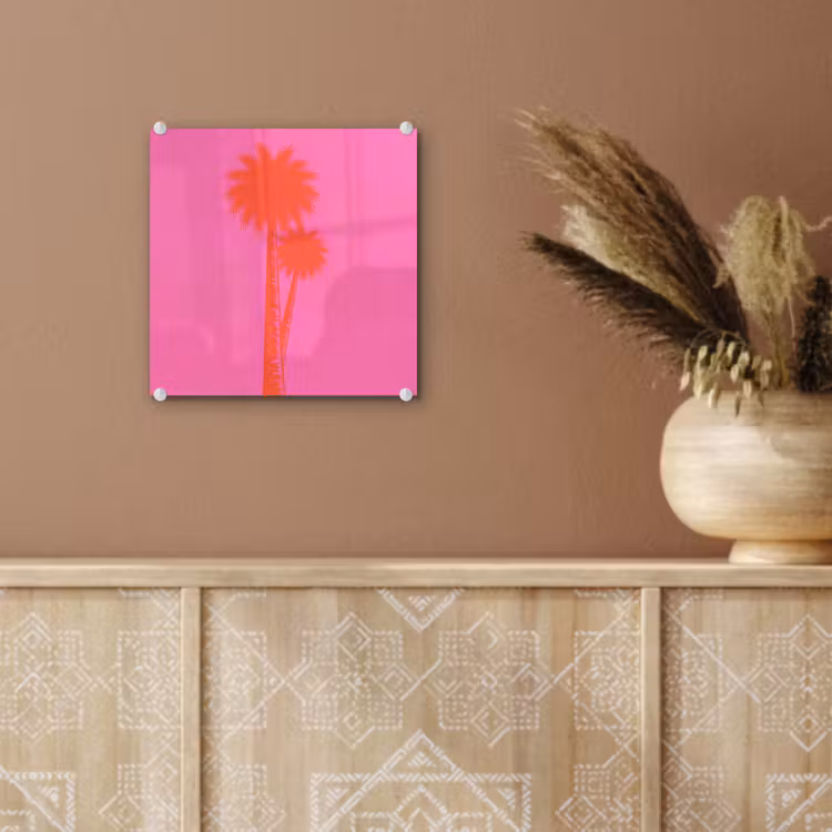 Glas schilderij - Palmbomen - Modern - Roze — 6