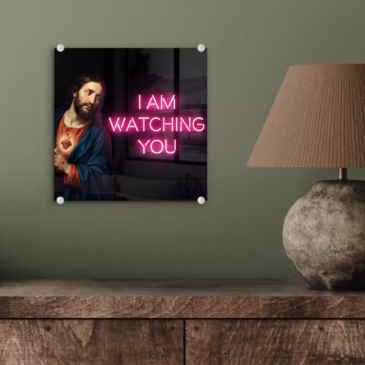 Glas schilderij - Man - Tekst - Neon — 4