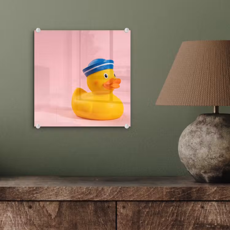 Glas schilderij - Matroos - Eend - Roze — 4