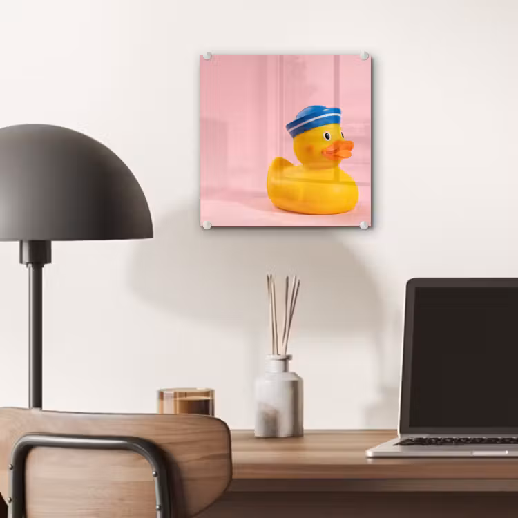Glas schilderij - Matroos - Eend - Roze — 7