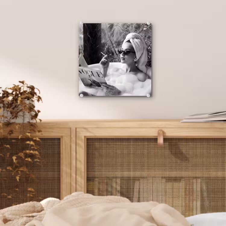 Glas schilderij - Relaxt - Bad - Zwart - Wit — 5