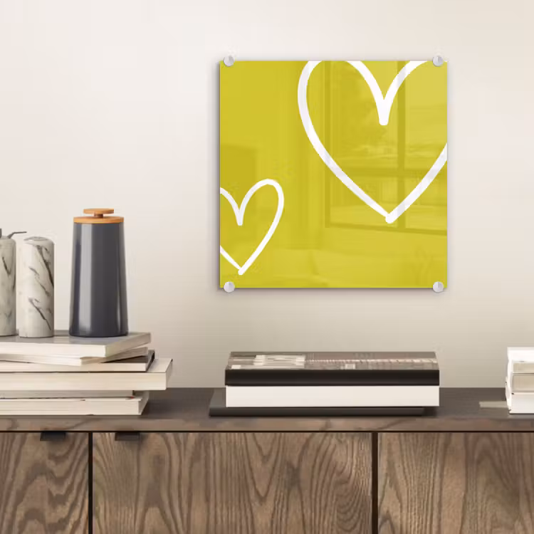 Glas schilderij - Groen - Hartjes - Wit — 2
