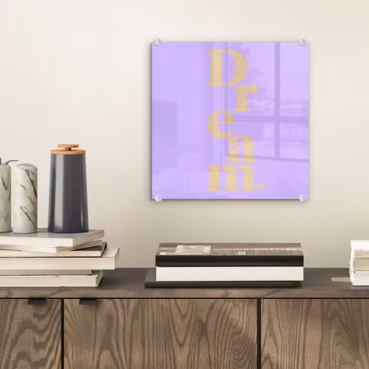 Glas schilderij - Dream - Paars - Typografisch — 2