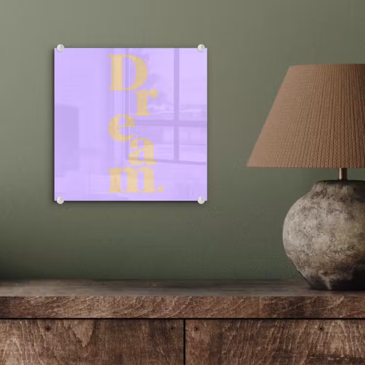 Glas schilderij - Dream - Paars - Typografisch — 4