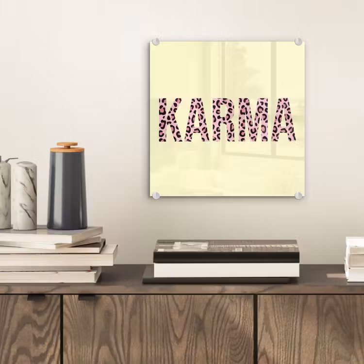Glas schilderij - Karma - Luipaardprint - Geel — 2