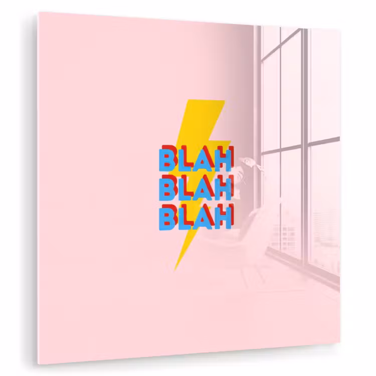 Glas schilderij - Blah - Bliksem - Roze — 1