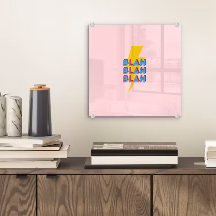 Glas schilderij - Blah - Bliksem - Roze — 2