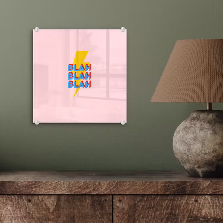 Glas schilderij - Blah - Bliksem - Roze — 4