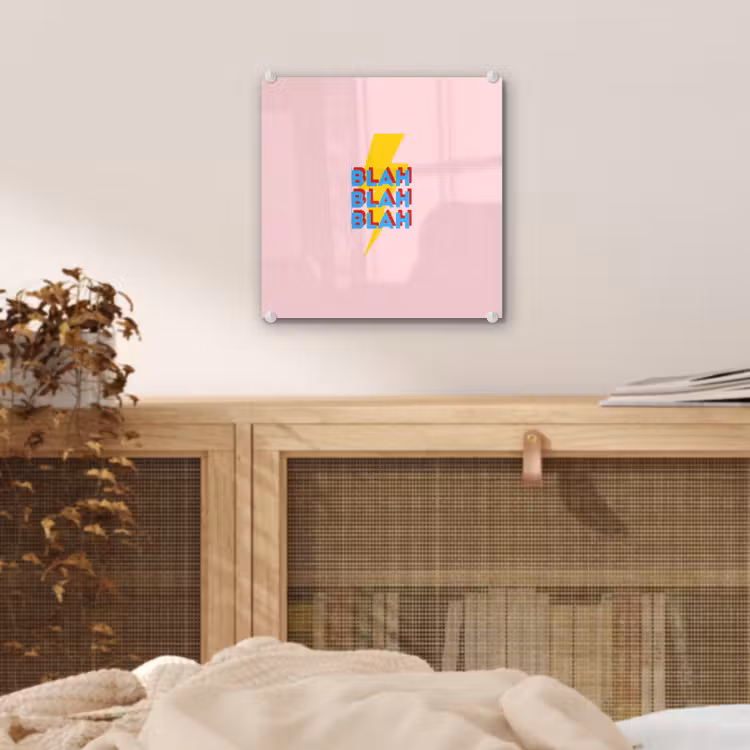 Glas schilderij - Blah - Bliksem - Roze — 5