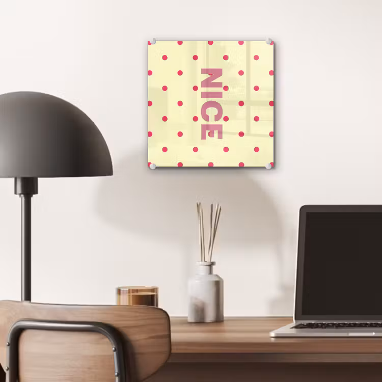 Glas schilderij - Nice - Stippen - Roze - Geel — 7